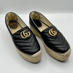GUCCI GG Espadrilles Double Platform ‘Black’ Sneakers